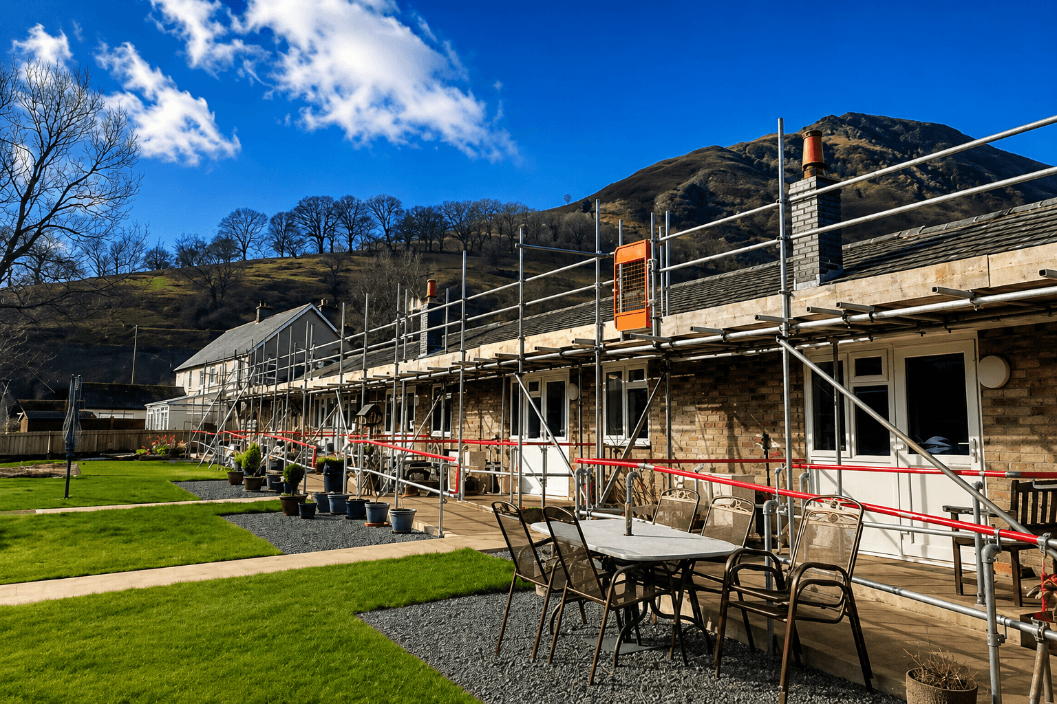 Solar scaffold for North Wales bungalows completed by True North Scaffolding