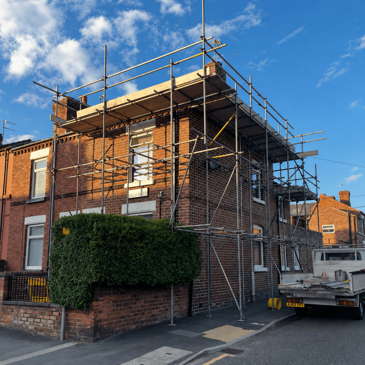 Residential scaffolding installed around a Liverpool property